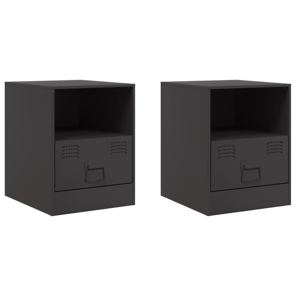 Tables de chevet 2 pcs. Noir 34,5x39x44 cm en acier