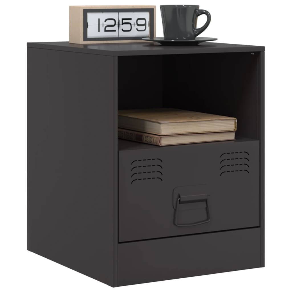 Tables de chevet 2 pcs. Noir 34,5x39x44 cm en acier