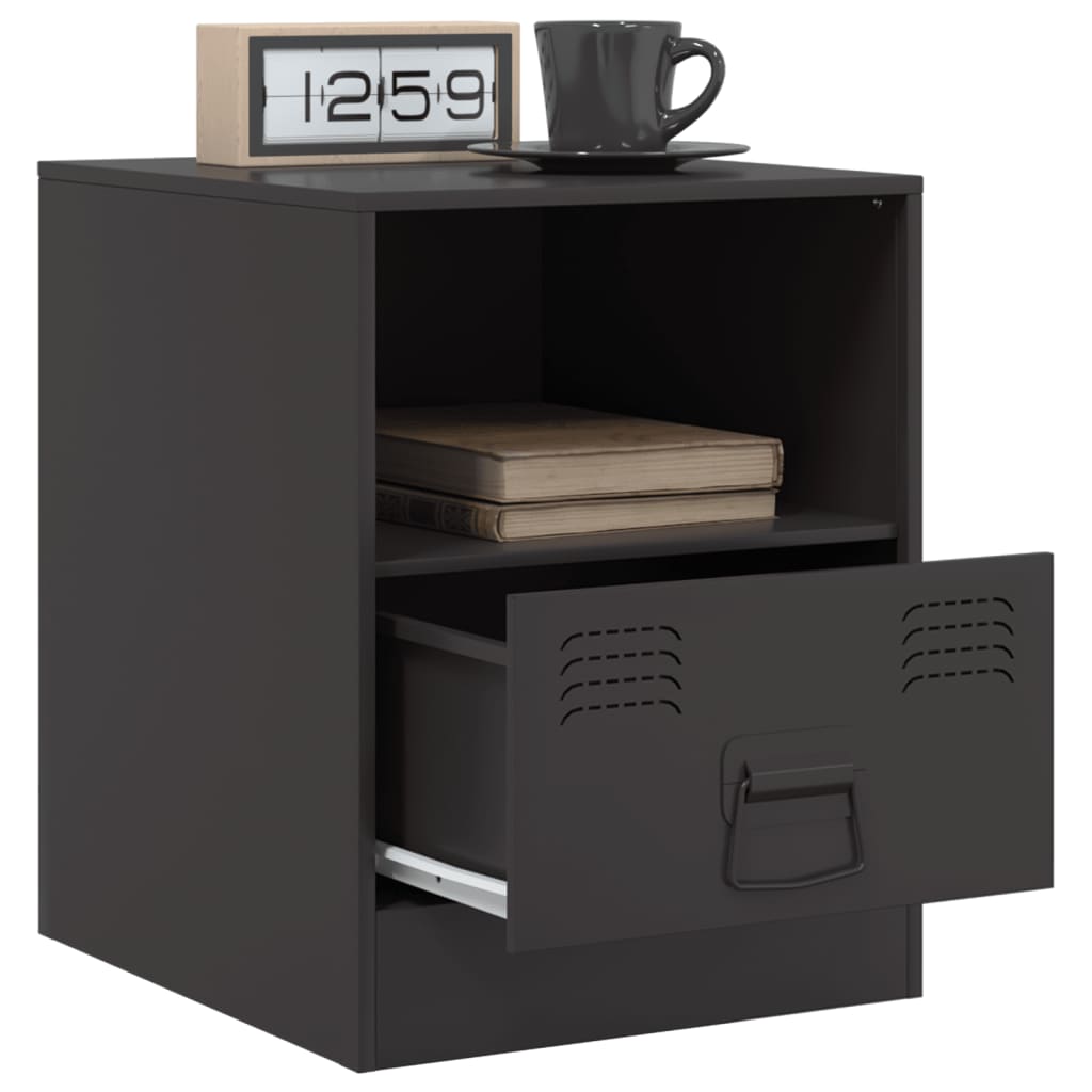 Tables de chevet 2 pcs. Noir 34,5x39x44 cm en acier