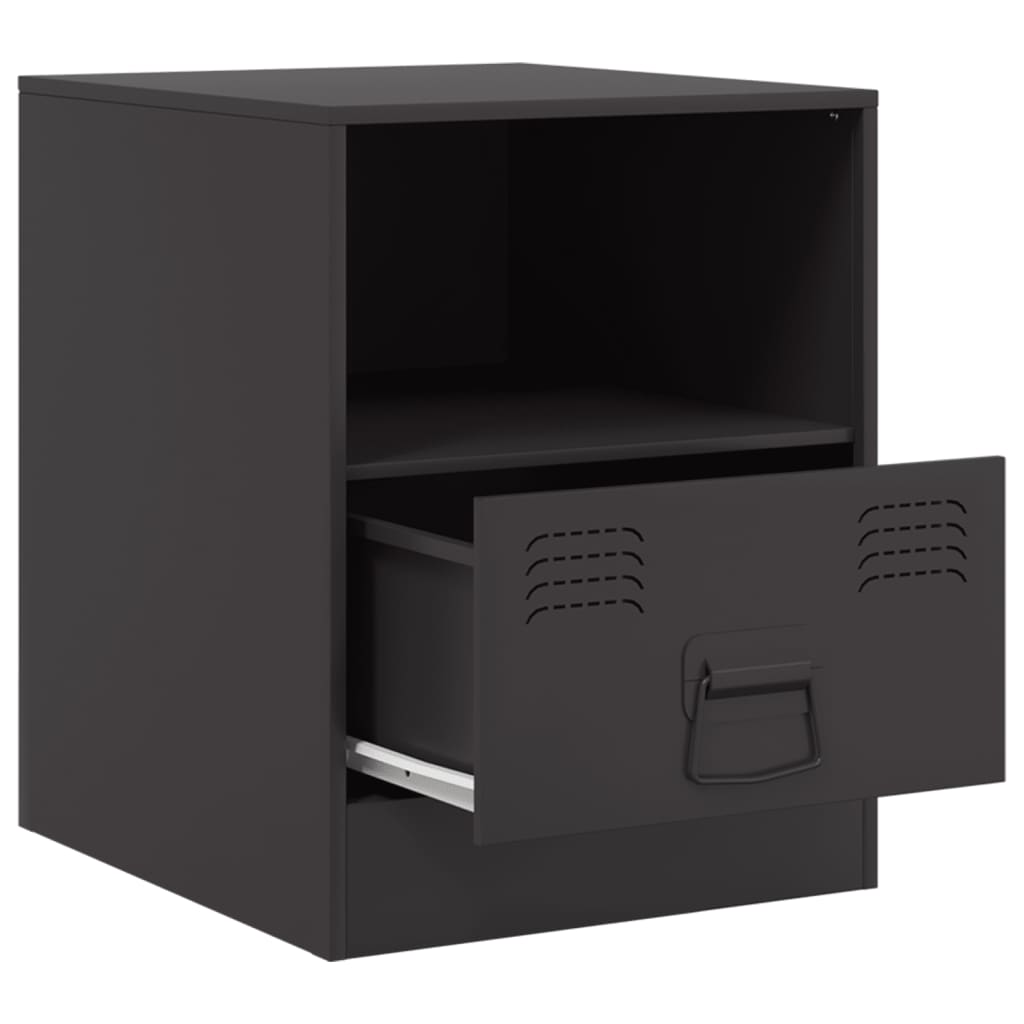 Tables de chevet 2 pcs. Noir 34,5x39x44 cm en acier