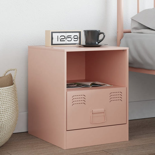 Bedside Table Pink 34.5x39x44 cm Steel