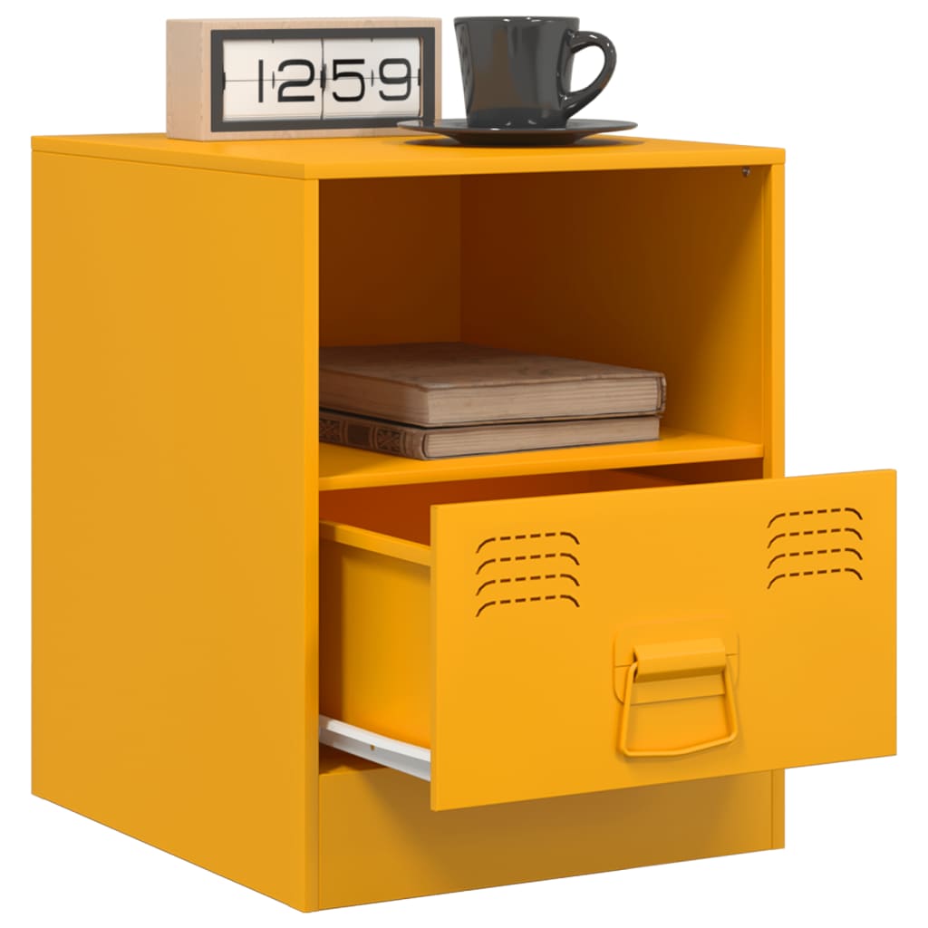 Tables de chevet 2 pcs. Jaune moutarde 34,5x39x44 cm en acier