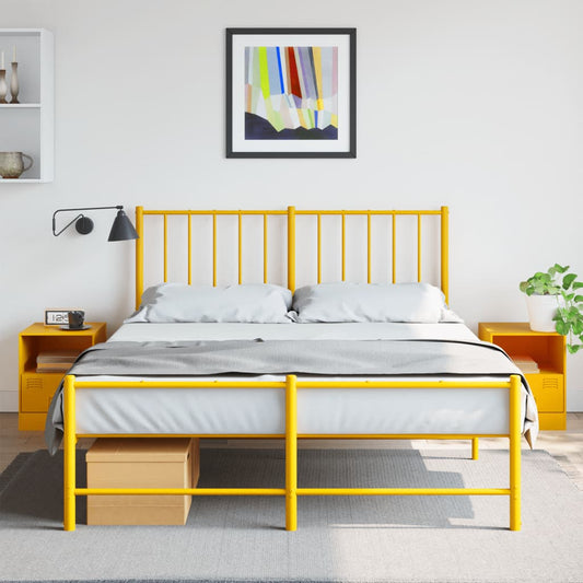 Tables de chevet 2 pcs. Jaune moutarde 34,5x39x44 cm en acier
