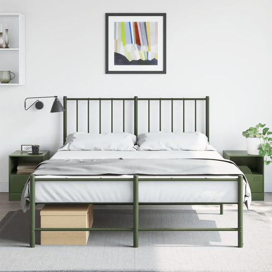 Bedside tables 2 pcs. Olive green 34.5x39x44 cm steel
