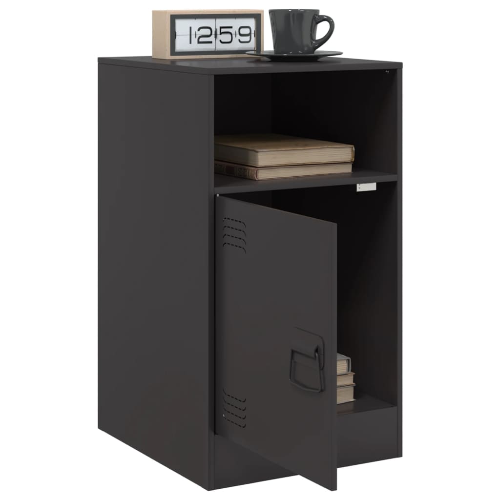 Bedside Table Black 34.5x39x62 cm Steel