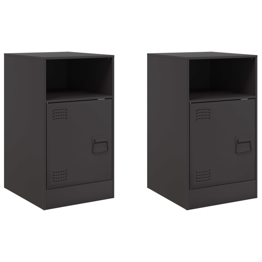 Tables de chevet 2 pcs. Noir 34,5x39x62 cm acier