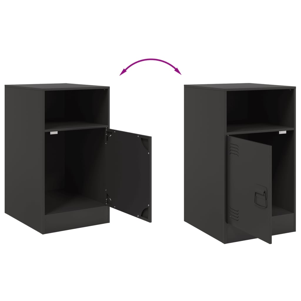 Tables de chevet 2 pcs. Noir 34,5x39x62 cm acier