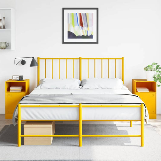 Tables de chevet 2 pcs. Jaune moutarde 34,5x39x62 cm en acier