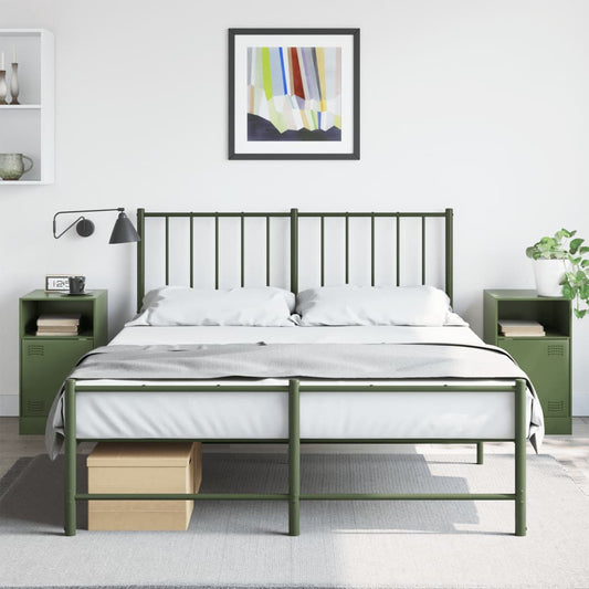 Bedside tables 2 pcs. Olive green 34.5x39x62 cm steel