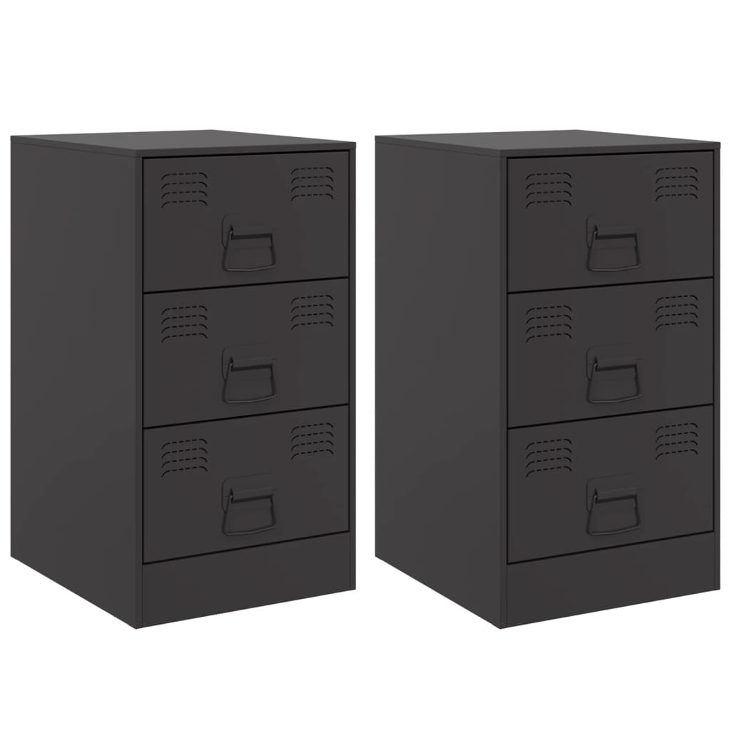Tables de chevet 2 pcs. Noir 34,5x39x62 cm acier