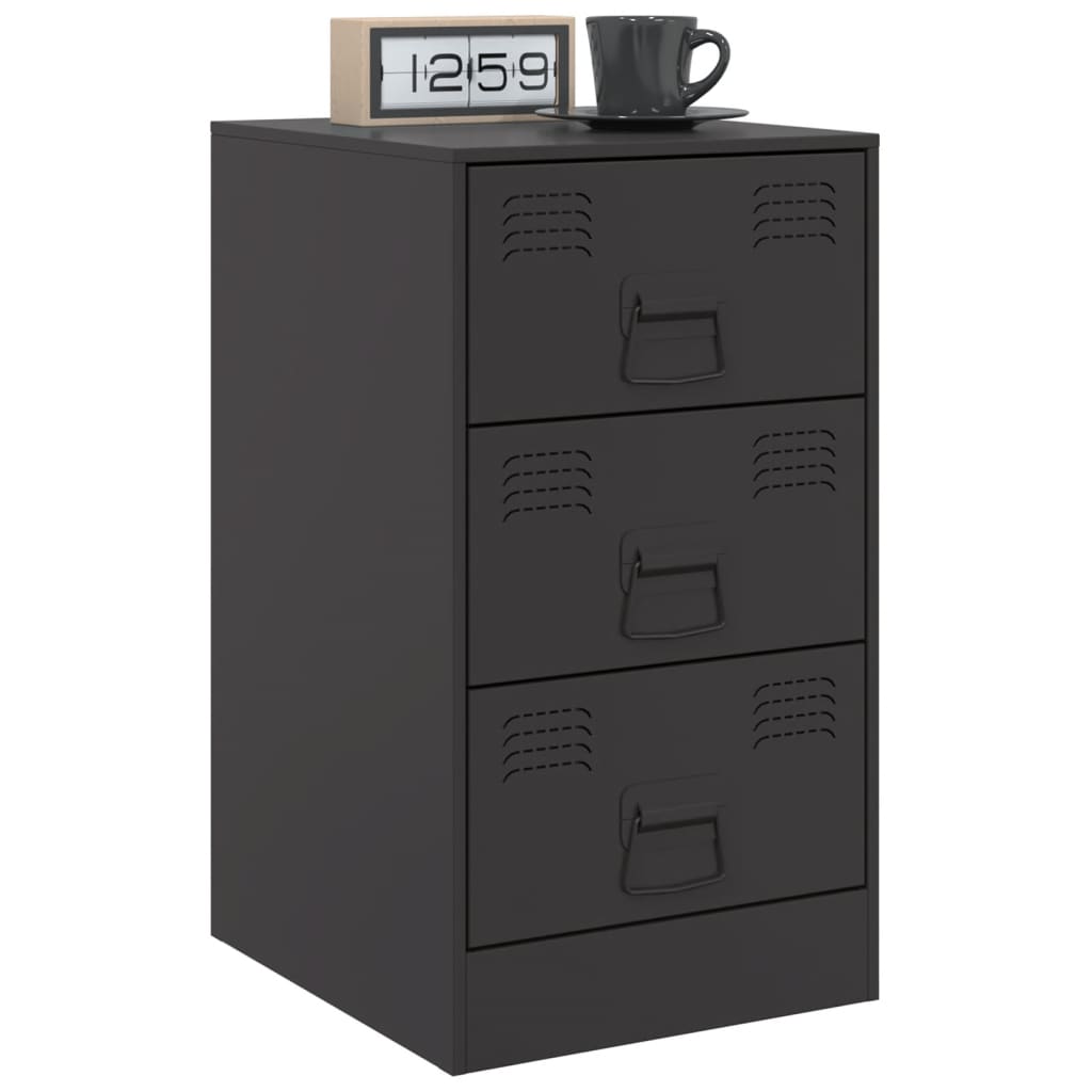 Tables de chevet 2 pcs. Noir 34,5x39x62 cm acier