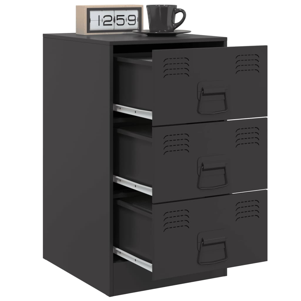Tables de chevet 2 pcs. Noir 34,5x39x62 cm acier