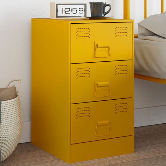 Bedside table mustard yellow 34.5x39x62 cm steel