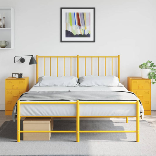 Tables de chevet 2 pcs. Jaune moutarde 34,5x39x62 cm en acier