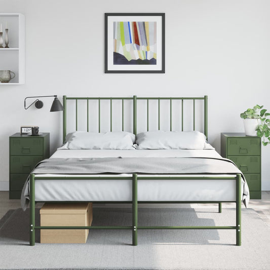 Bedside tables 2 pcs. Olive green 34.5x39x62 cm steel
