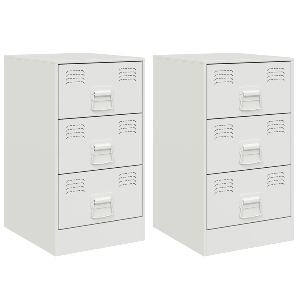 Tables de chevet 2 pcs. Blanc 34,5x39x62 cm acier