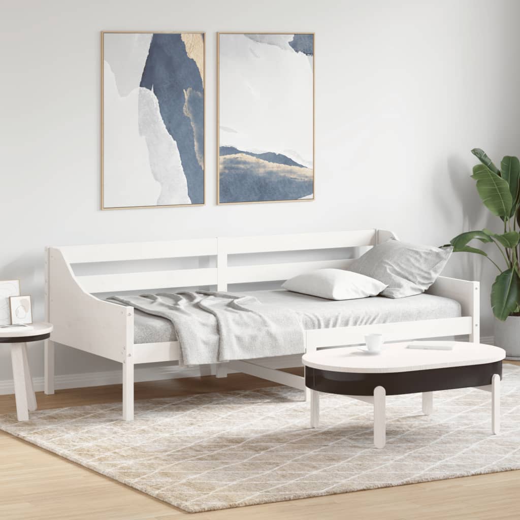 Lit de repos blanc 100x200 cm en bois de pin massif