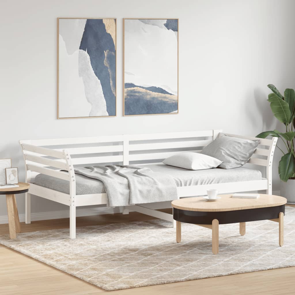 Lit de repos sans matelas blanc 90x200 cm en bois de pin massif