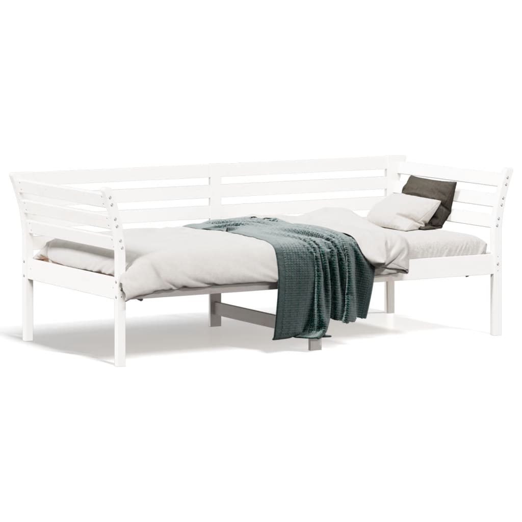 Lit de repos sans matelas blanc 90x190 cm en pin massif