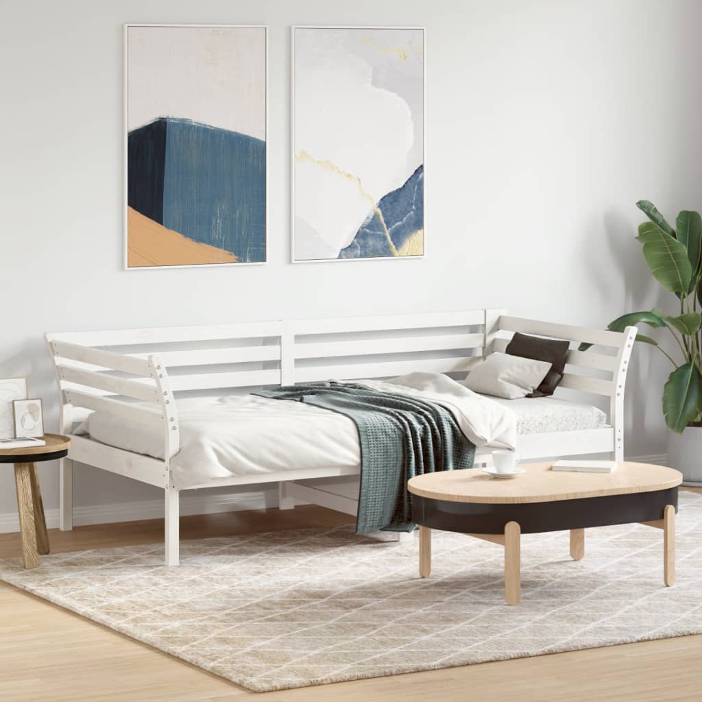 Lit de repos sans matelas blanc 90x190 cm en pin massif