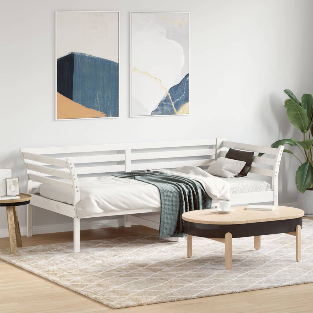 Lit de repos blanc 75x190 cm en bois de pin massif