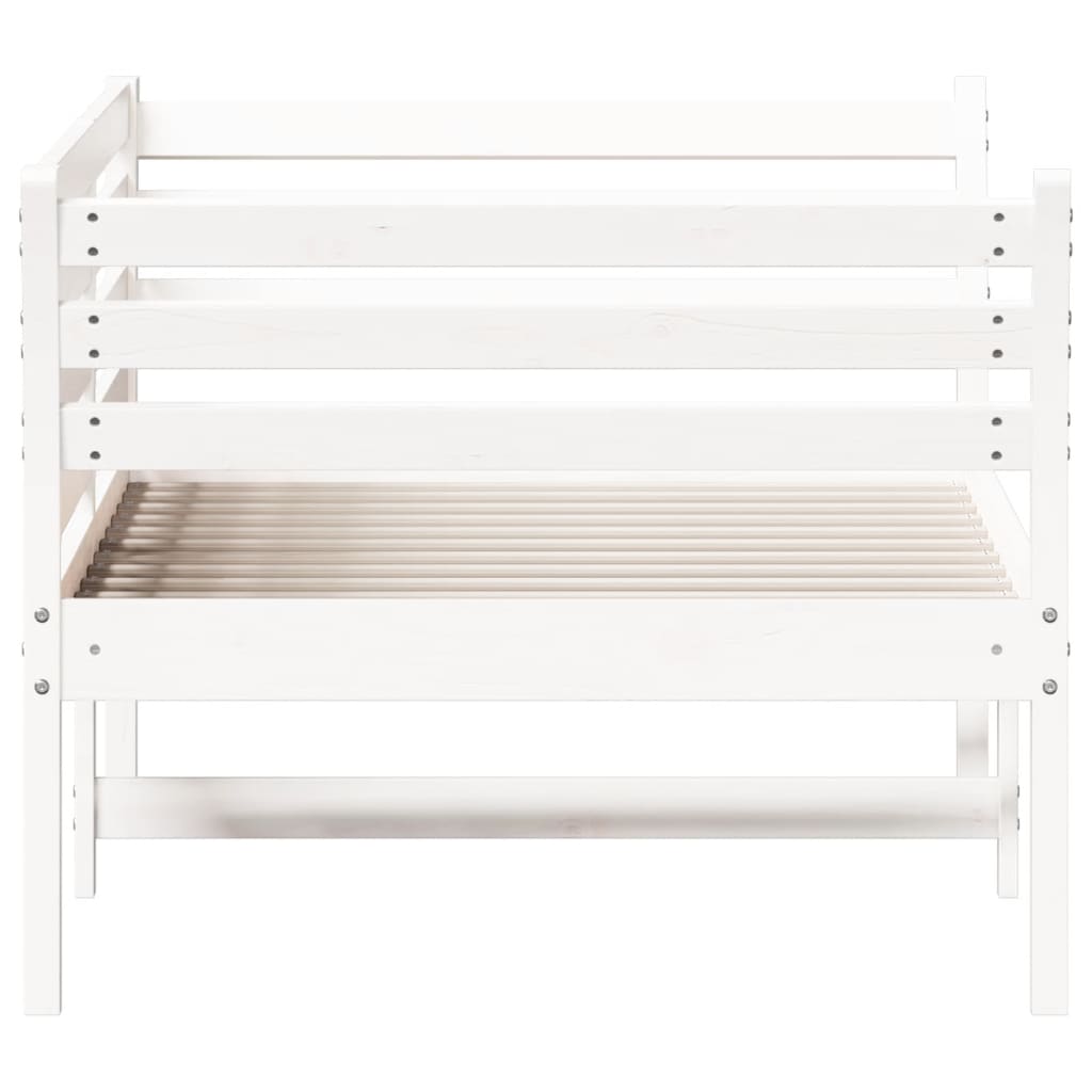 Lit de repos blanc 75x190 cm en bois de pin massif