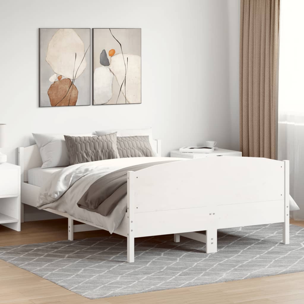Massivholzbett ohne Matratze Weiß 140x200 cm Kiefernholz