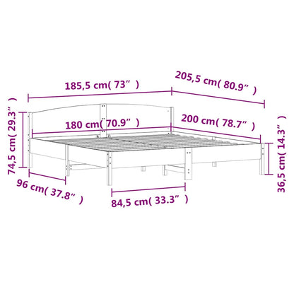Massivholzbett ohne Matratze Weiß 180x200 cm Kiefernholz