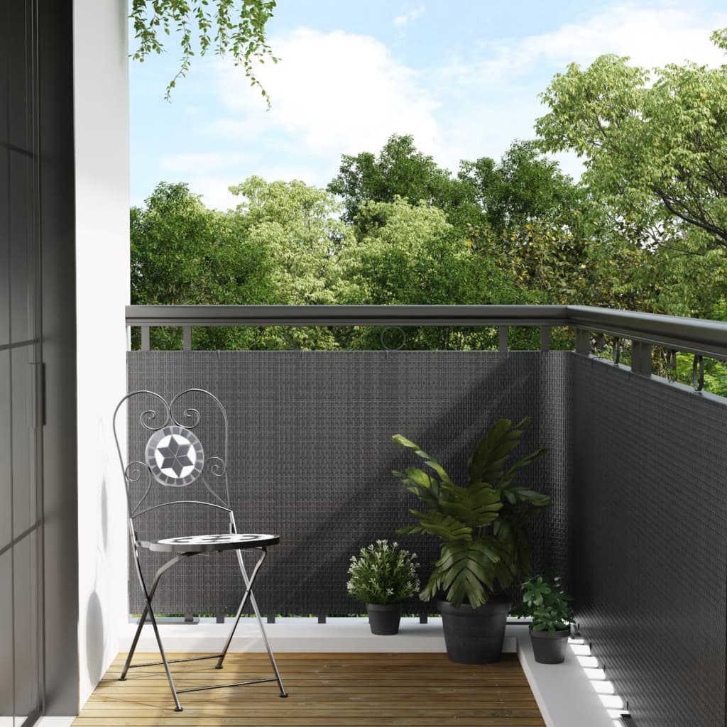 Balkon-Sichtschutz Anthrazit 1000x100 cm Poly Rattan