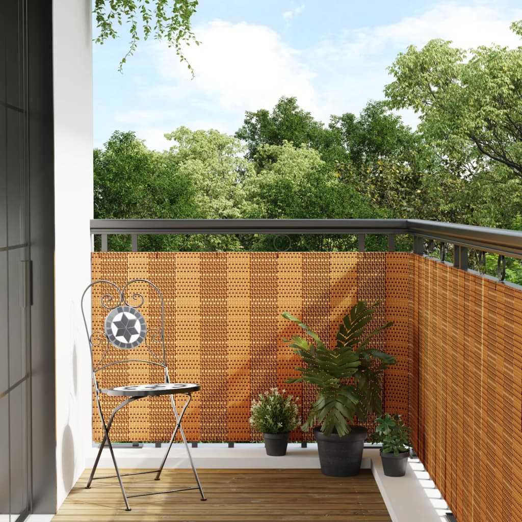 Balkon-Sichtschutz Hellbraun 300x100 cm Poly Rattan