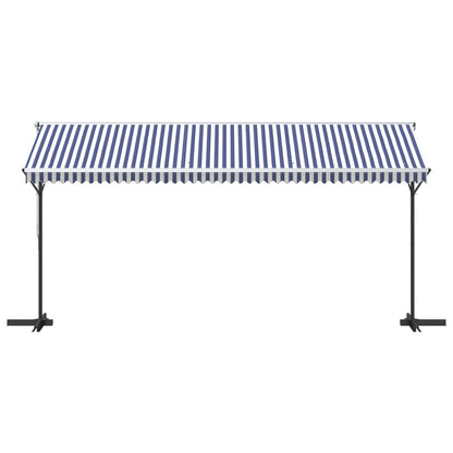 Freistehende Markise Blau und Weiß 500x300 cm Stoff und Stahl