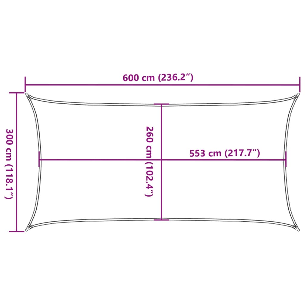 Sonnensegel Hellgrau 3x6 m 100% Polyester Oxford