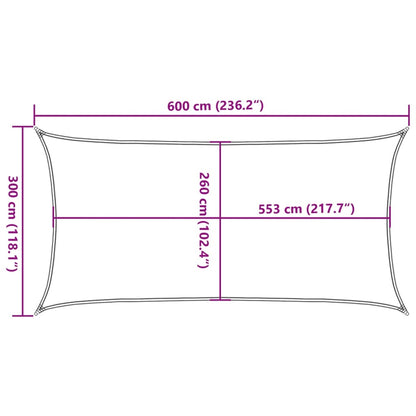 Sonnensegel Hellgrau 3x6 m 100% Polyester Oxford