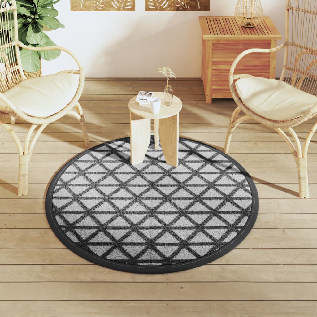 Tapis extérieur noir Ø120 cm PP