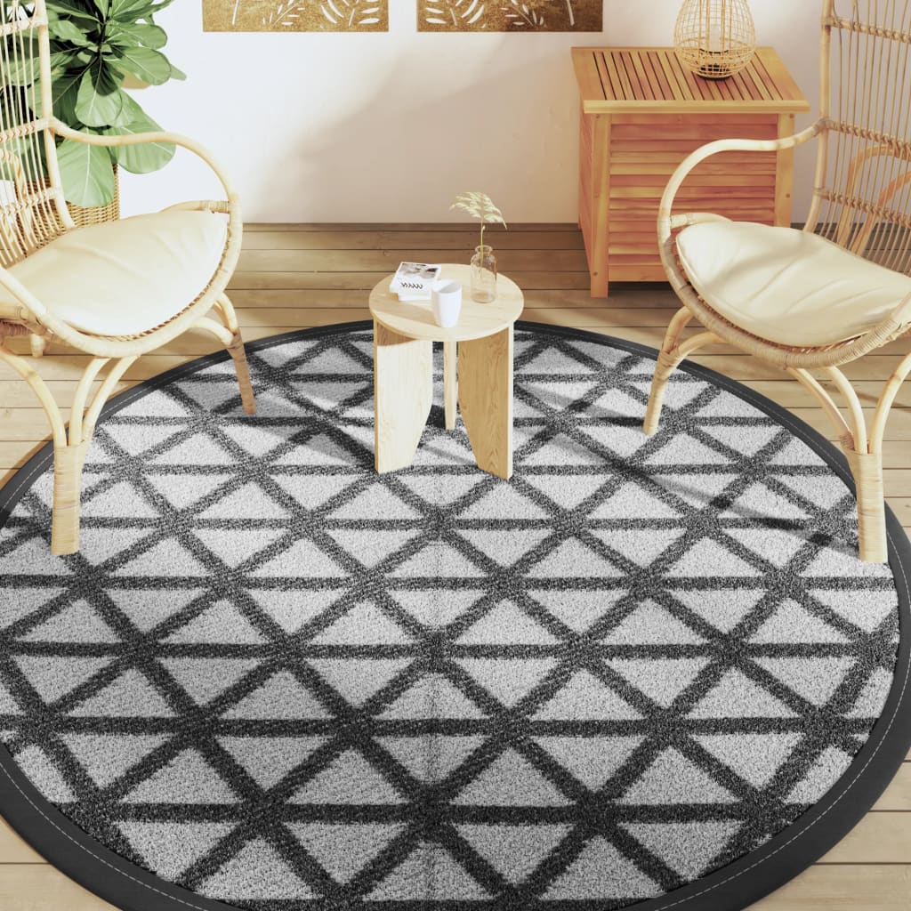 Tapis extérieur noir Ø200 cm PP