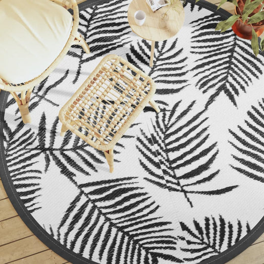 Tapis extérieur blanc et noir Ø200 cm PP