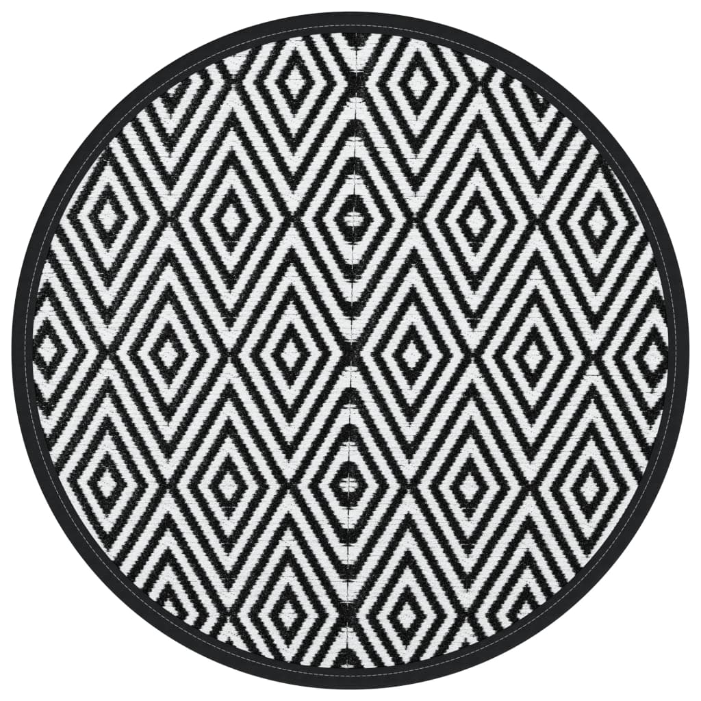 Outdoor-Teppich ARAKIL Weiß und Schwarz Ø120 cm PP