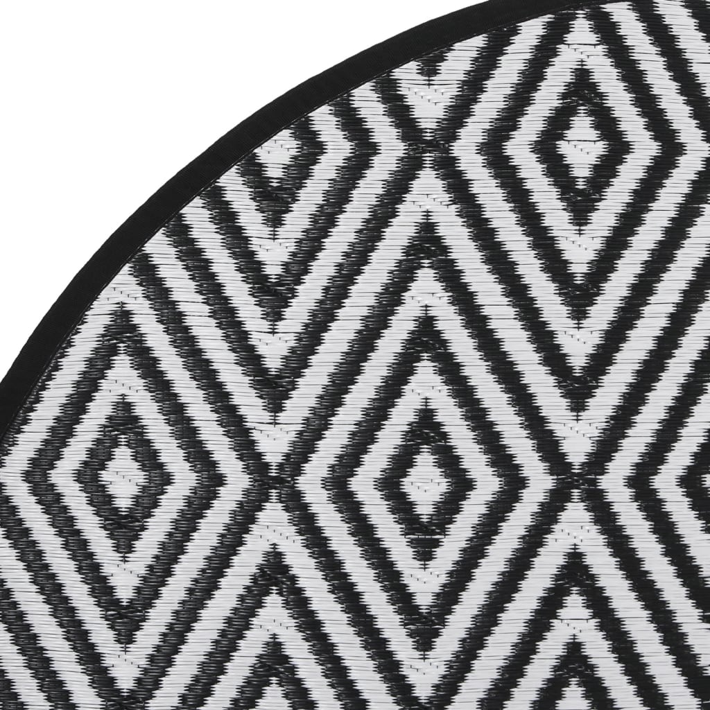 Outdoor-Teppich ARAKIL Weiß und Schwarz Ø120 cm PP