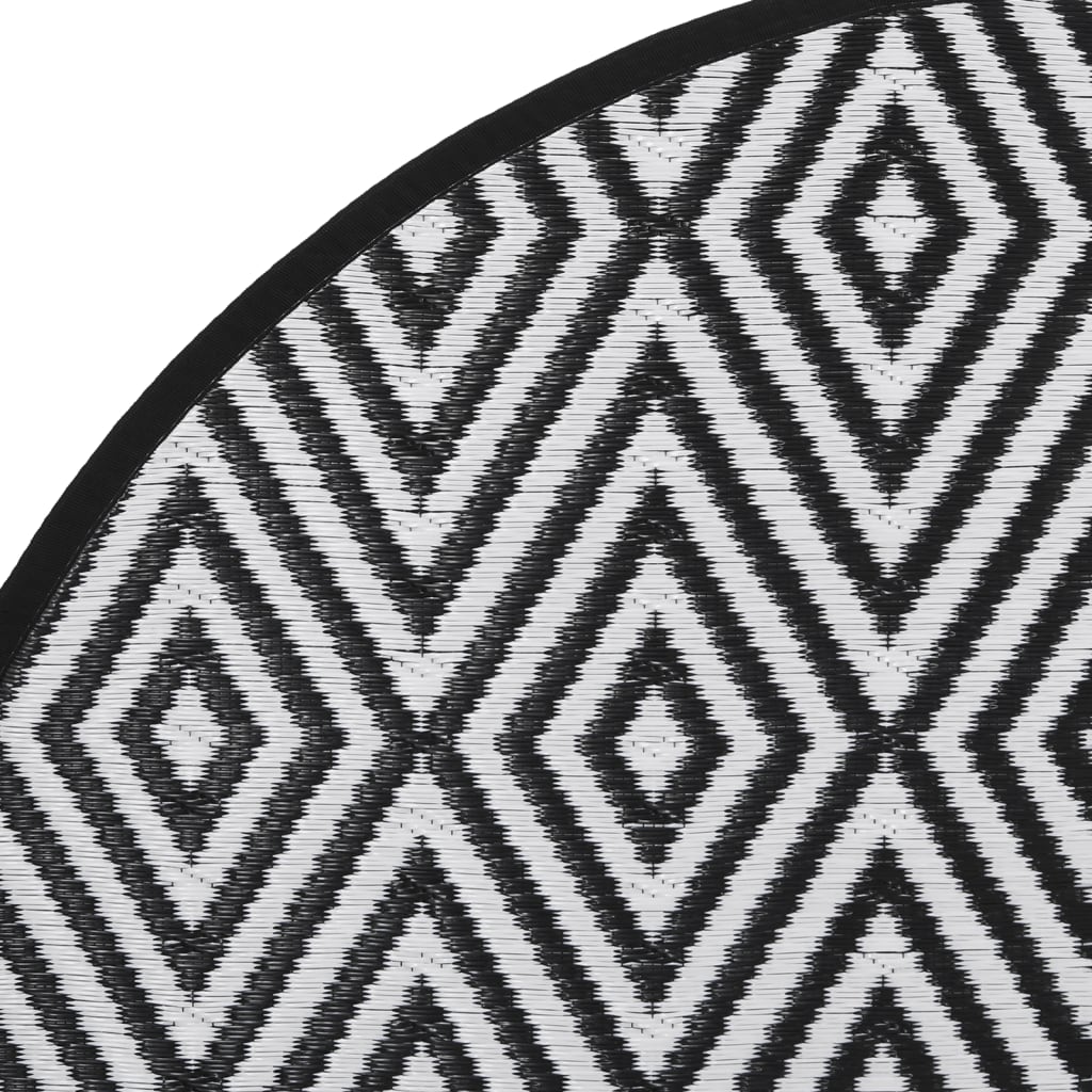 Tapis extérieur blanc et noir Ø160 cm PP