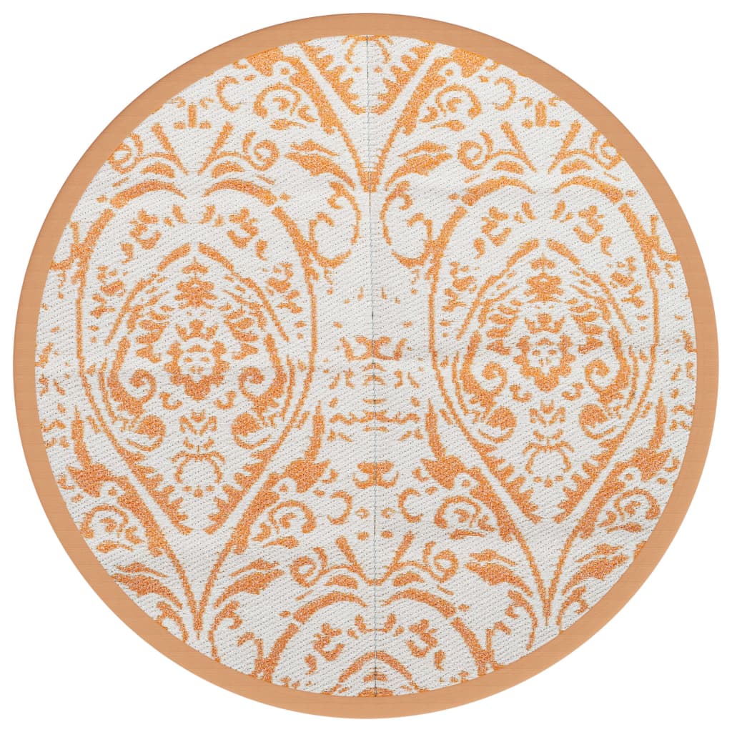 Tapis extérieur orange et blanc Ø120 cm PP