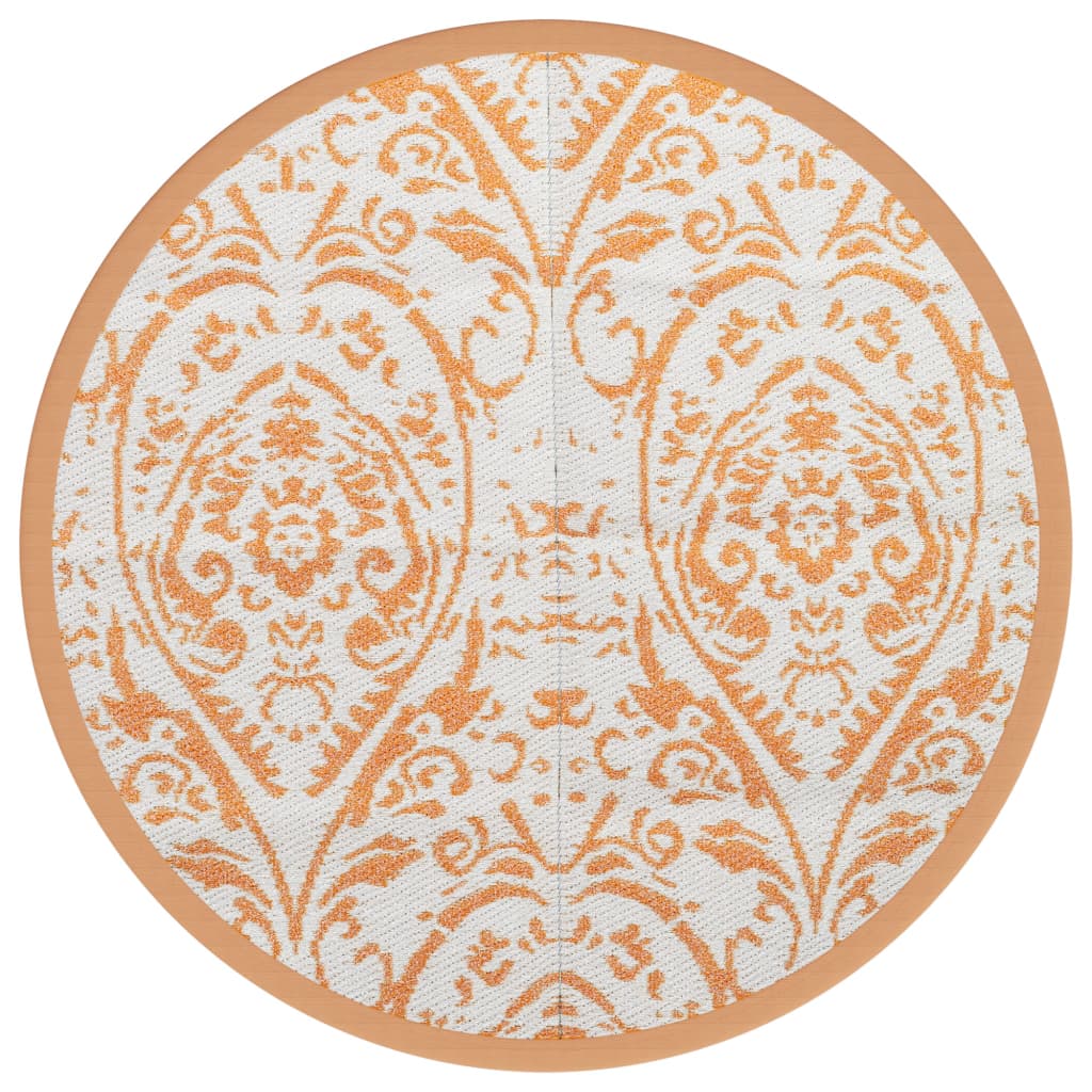 Tapis extérieur orange et blanc Ø160 cm PP