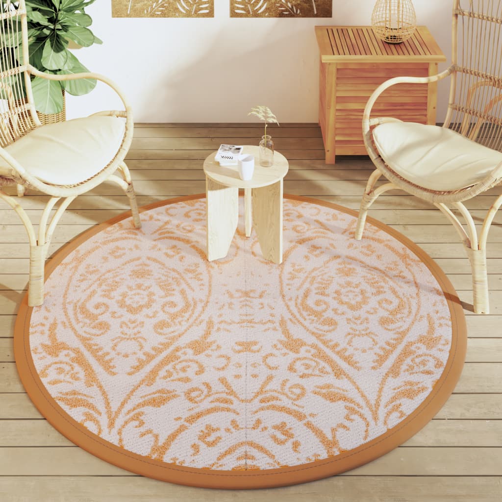 Outdoor-Teppich ARAKIL Orange und Weiß Ø160 cm PP