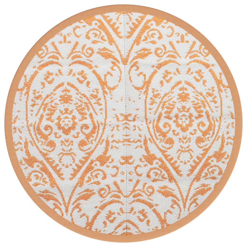 Tapis extérieur orange et blanc Ø200 cm PP