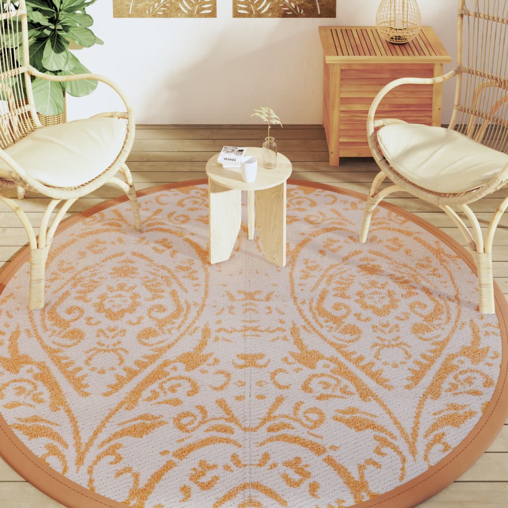 Tapis extérieur orange et blanc Ø200 cm PP