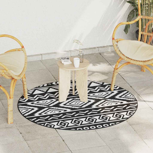 Outdoor rug ARAKIL Black Ø120 cm PP