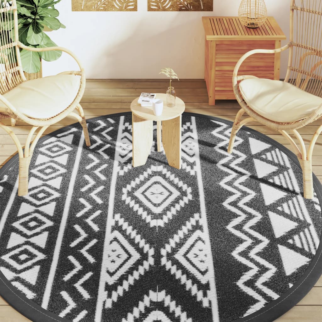 Tapis extérieur noir Ø200 cm PP