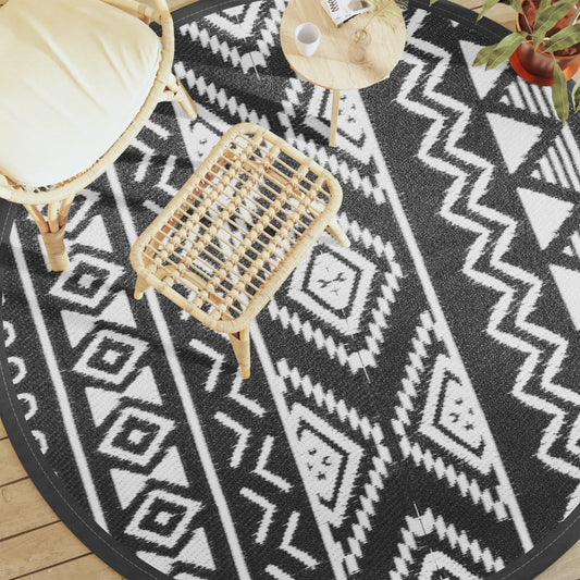 Outdoor carpet ARAKIL Black Ø200 cm PP