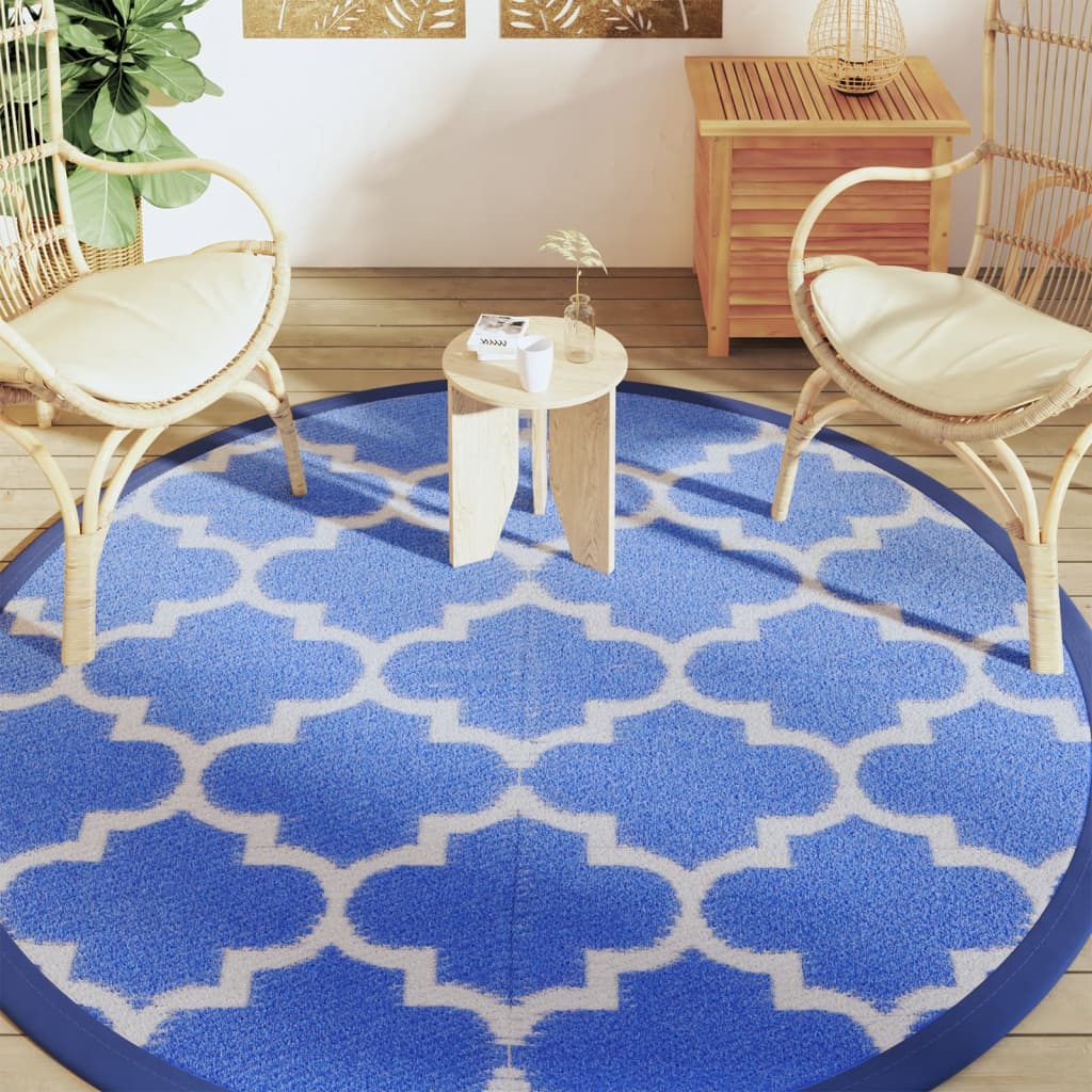 Tapis extérieur bleu Ø200 cm PP