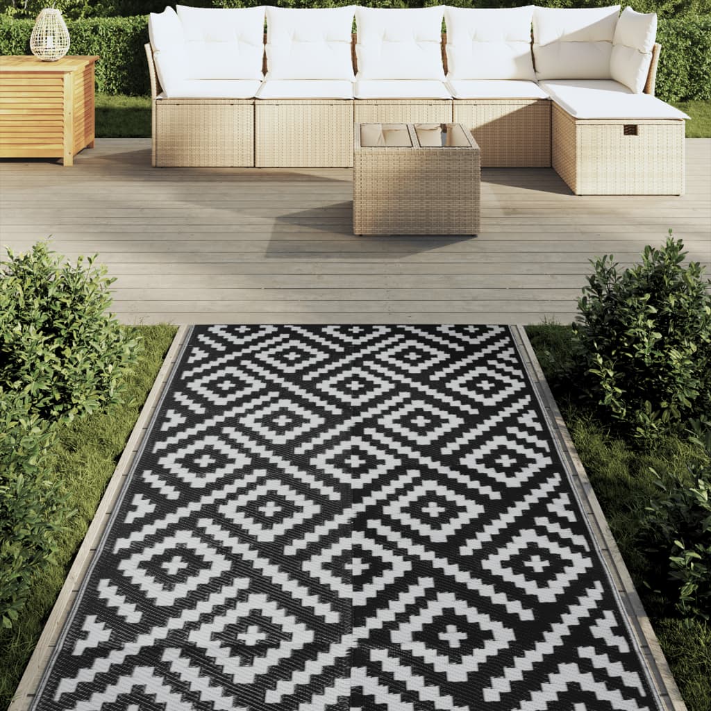 Outdoor rug ARAKIL white and black 120x180 cm PP