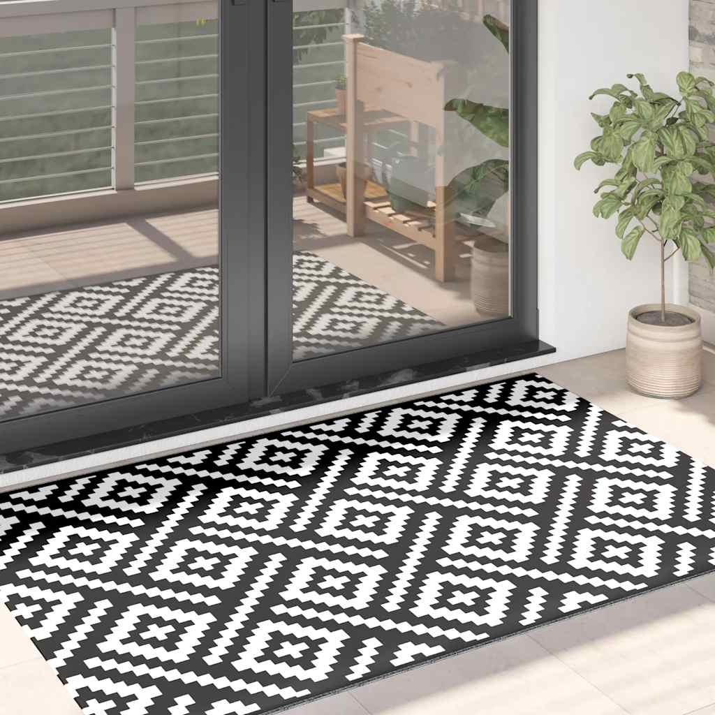 Outdoor rug ARAKIL white and black 120x180 cm PP